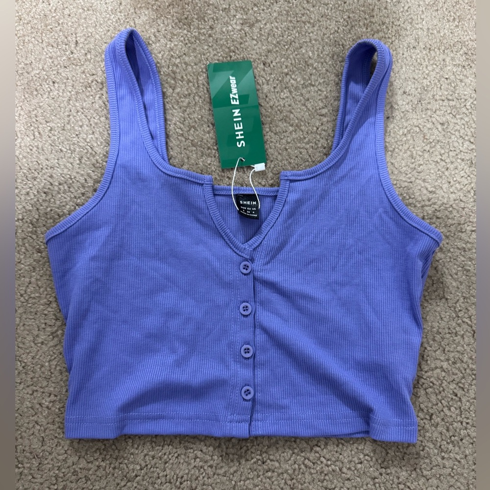 Purple cropped button top